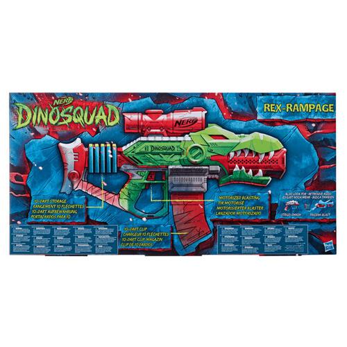 Nerf DinoSquad Rex-Rampage Motorized Dart Blaster, 10-Dart Clip, 20 Nerf  Darts, 10-Dart Storage- T-Rex Dinosaur Design - Nerf